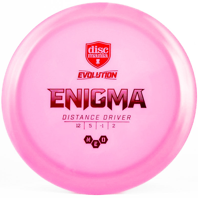 A pink Discmania Enigma distance driver