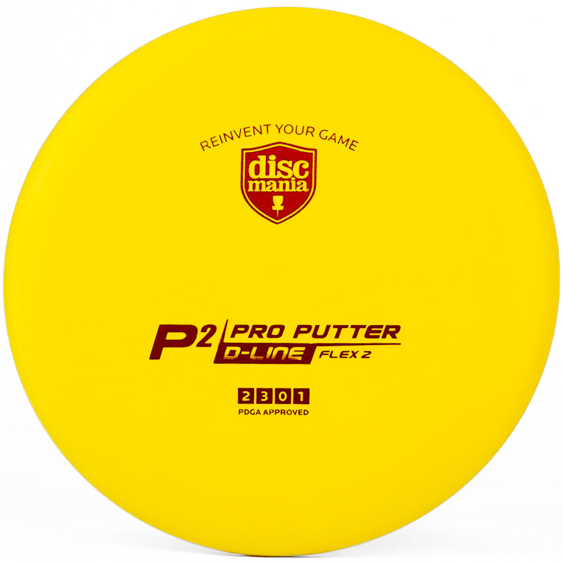 A yellow Discmania P2 putter