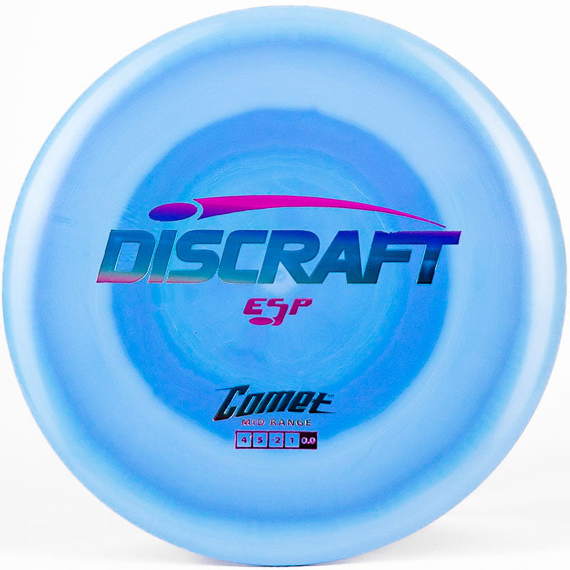 A blue Discraft Comet on a white backdrop