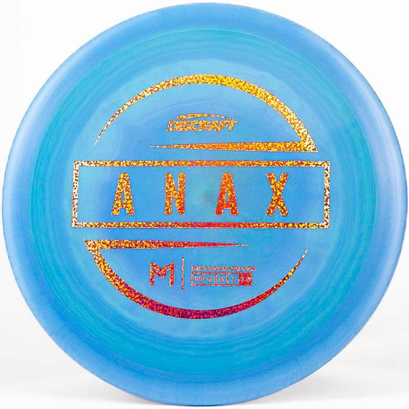 A blue Discraft Anax with a gold stamp