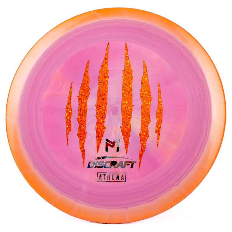 An orange and pink Discraft Athena on a white background