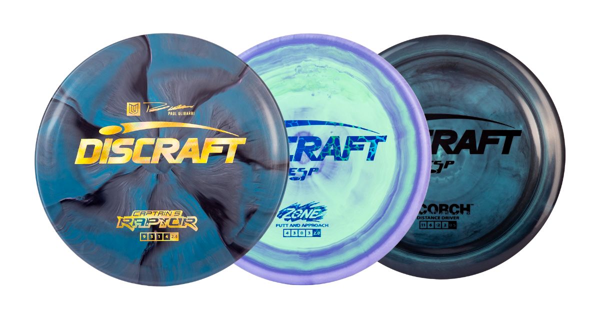 Discraft discs for sale next to eachother on a white background