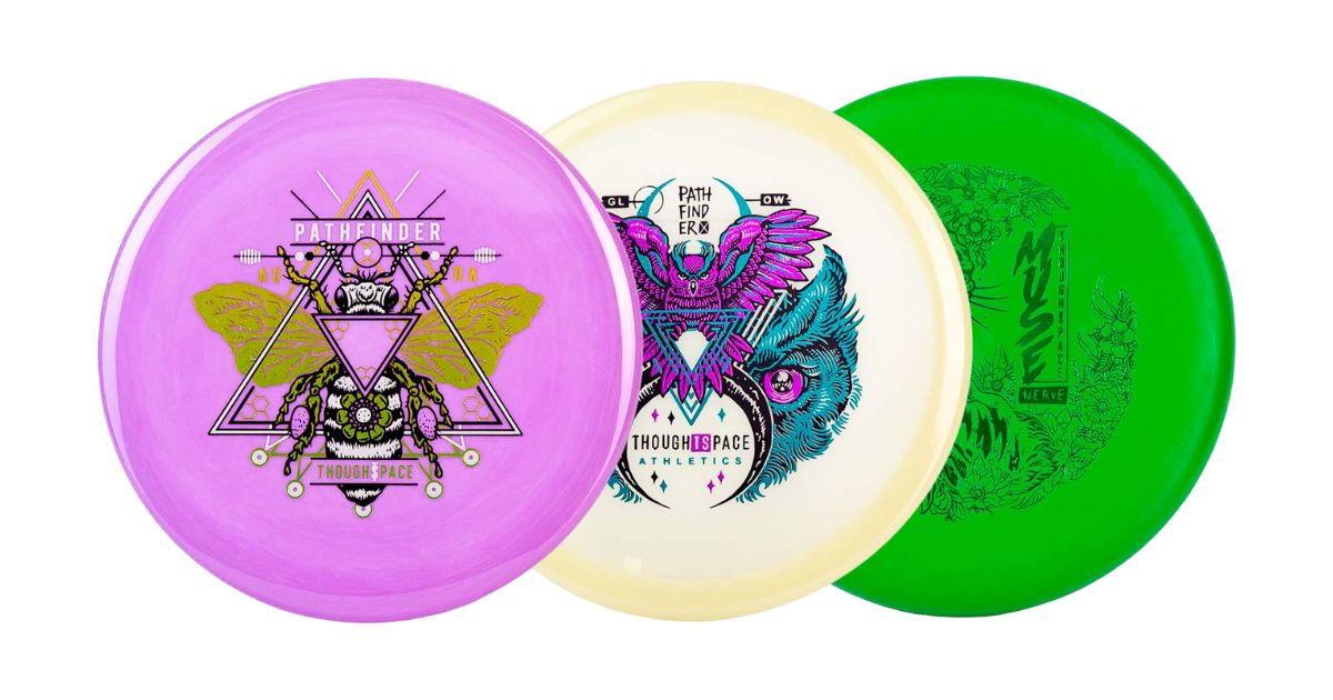 Three Thought Space Athletics Discs laying next to eachother